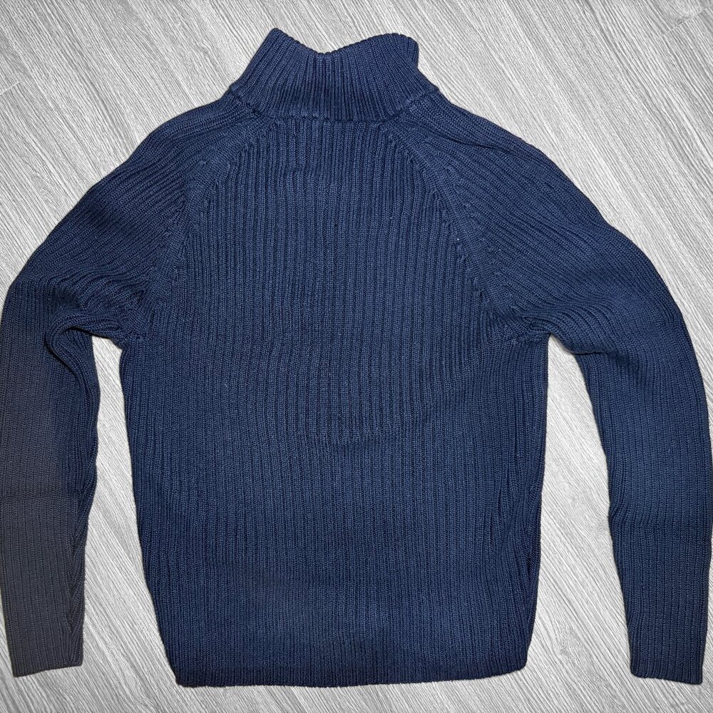 Vintage Abercrombie & Fitch Ribbed Quarter-Zip Sweater | Men’s | Navy Blue - Picture 2 of 3